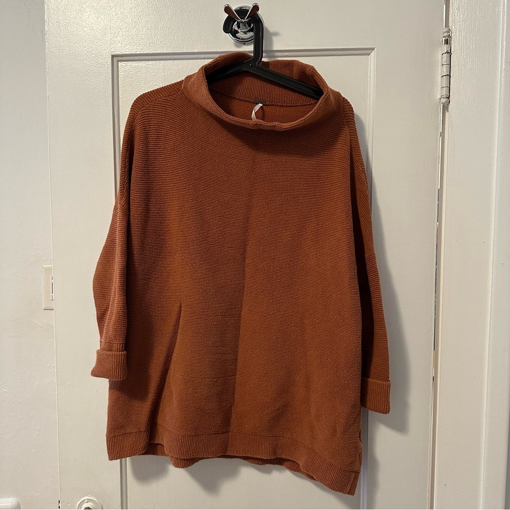 Free People Rust Cowl Neck Sweater